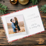 Elegant Merry Christmas Photo Silver Foil Holiday Card<br><div class="desc">Capture the magic of your love this holiday season with our custom couples photo Christmas greetings card. This elegant and personalized card showcases your favourite image front and centre, surrounded by modern script typography that perfectly blend your romance with the spirit of Christmas. Whether it's a cozy winter snapshot or...</div>