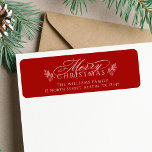 Elegant Merry Christmas Red Return Address<br><div class="desc">This Christmas return address label featuring a 'Merry Christmas' script with pinecone twigs. For more advanced customization of this design,  please click the DESIGN TOOL BUTTON above!</div>