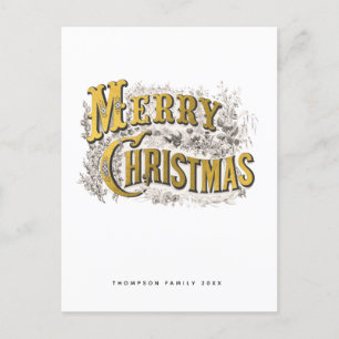 Elegant Merry Christmas Rustic Vintage Non Photo Holiday Postcard