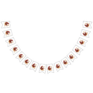 Elegant Merry Christmas Santa Claus Bunting Flags