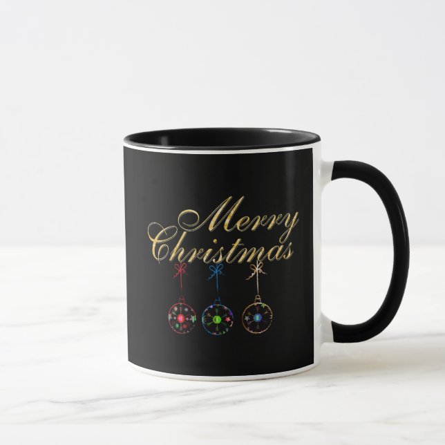 Elegant Merry Christmas Snowflake Art Mug (Right)