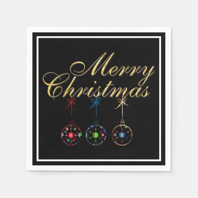 Elegant Merry Christmas Snowflake Art Napkin (Front)