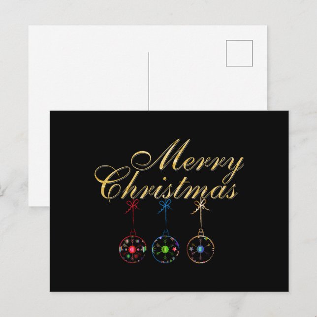 Elegant Merry Christmas Snowflake Art Postcard (Front/Back)