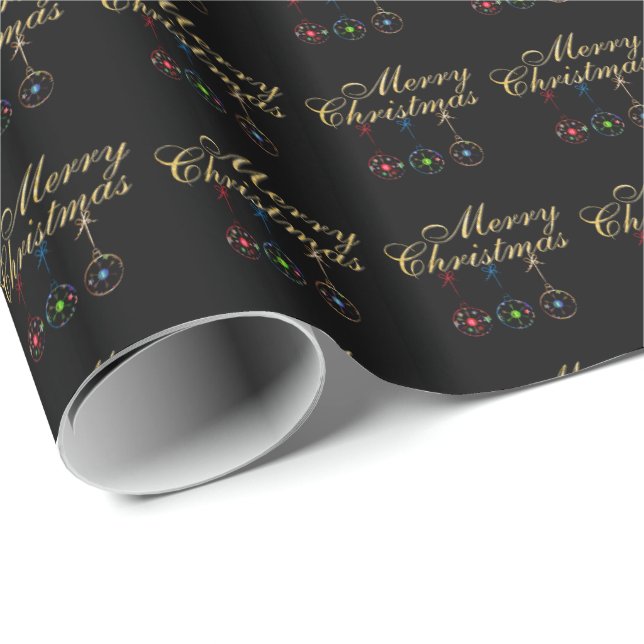 Elegant Merry Christmas Snowflake Art Wrapping Paper (Roll Corner)