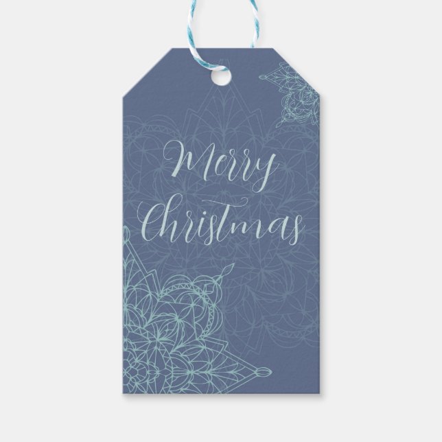 Elegant "Merry Christmas" Snowflake Gift Tag (Front)