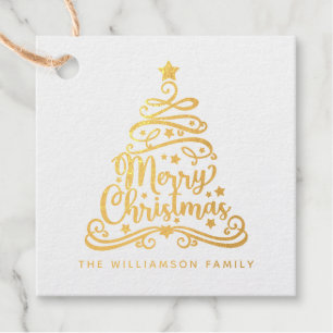 Elegant Merry Christmas Tree Family   Favour Tags