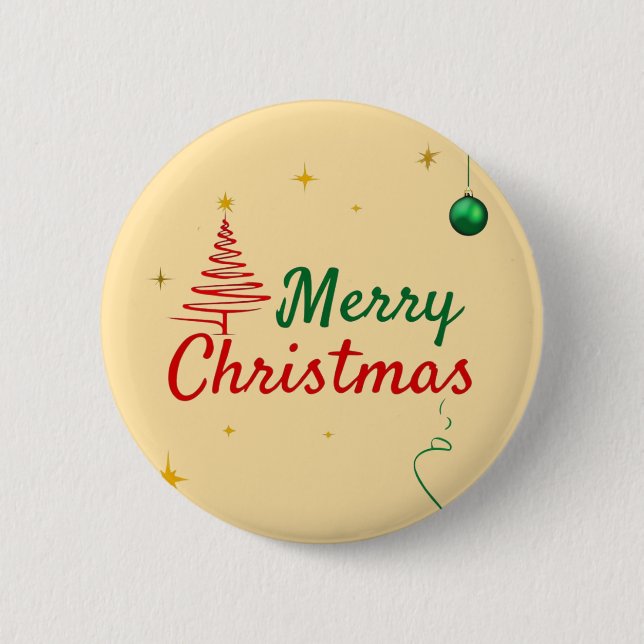 Elegant Merry Christmas Tree Holiday Design 2 Inch Round Button (Front)