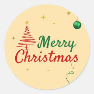 Elegant Merry Christmas Tree Holiday Design Classic Round Sticker