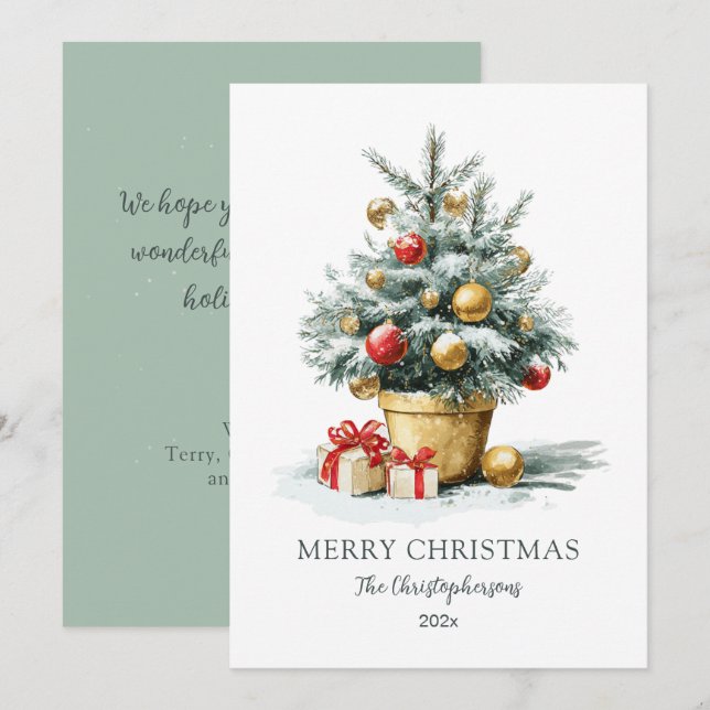Elegant Merry Christmas Tree Non Photo Card (Front/Back)