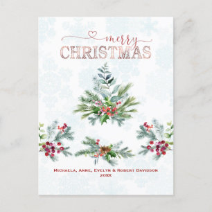 Elegant Merry Christmas Typography  Holiday Postcard