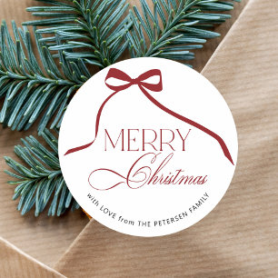 Elegant Merry Christmas typography script custom Classic Round Sticker