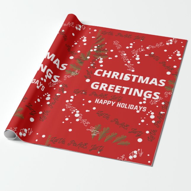 Elegant Merry Christmas Wrapping Paper (Unrolled)