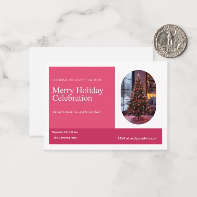 Elegant Merry Holiday Celebration Christmas Tree  Card (Front/Back In Situ)