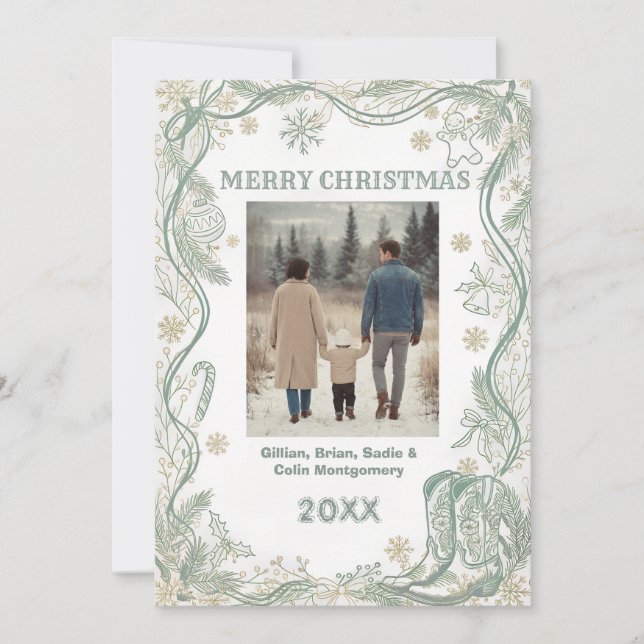 Elegant Merry Holiday Photo Card (Front)