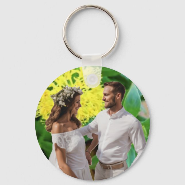 Elegant “Merry & Married” Christmas Ornament Keychain (Back)