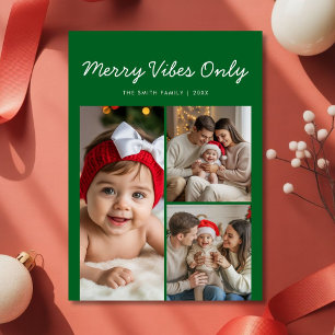 Elegant Merry Vibes Only Family Holiday Card