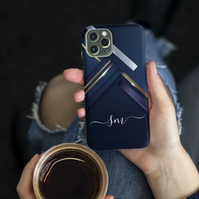 Elegant Metal 3D look Calligraphy Black Monogram Case-Mate iPhone Case (Creator Uploaded)