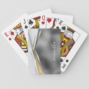 Elegant Metal 3D look Calligraphy Personalized  Playing Cards