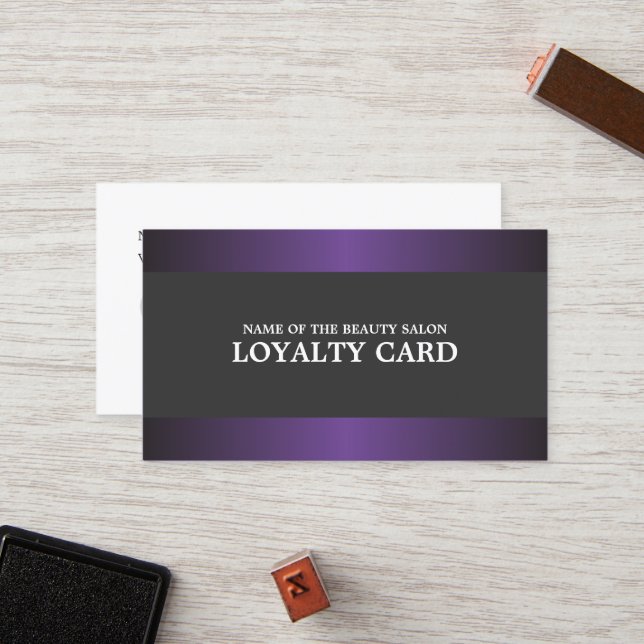Elegant Metal Purple Grey Salon Loyalty Card (Front/Back In Situ)