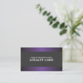 Elegant Metal Purple Grey Salon Loyalty Card (Standing Front)
