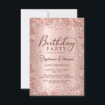 Elegant Metal Rose Gold Glitter 40th Birthday  Invitation<br><div class="desc">Modern elegant rose gold metallic and glitter 40th birthday party invitations. This adult girly card design features stylish handwritten calligraphy script,  blush pink or rose gold faux brushed metallic background with loose glam glitter frame around. Easy to personalize,  perfect for any age.</div>