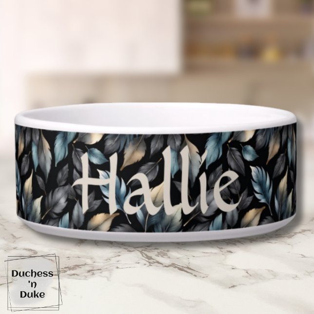 Elegant Metallic Botanical Leaves Personalized Bowl (Elegant Metallic Botanical Leaves Personalized Bowl)