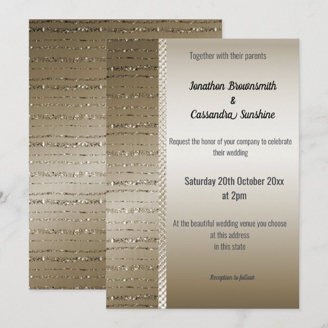 ELEGANT METALLIC BRONZE PATTERN WEDDING INVITATION (Front/Back)