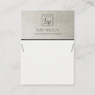 ELEGANT METALLIC FAUX SILVER LOGO NECKLACE DISPLAY BUSINESS CARD
