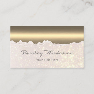 Elegant Metallic Gold & Glitter Torn Paper Design Business Card