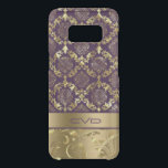 Elegant Metallic Gold & Purple Floral Lace Pattern Uncommon Samsung Galaxy S8 Case<br><div class="desc">Elegant metallic gold floral damasks on dark purple background. Custom monogram.</div>