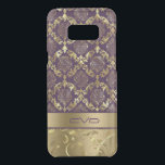 Elegant Metallic Gold & Purple Floral Lace Pattern Uncommon Samsung Galaxy S8 Plus Case<br><div class="desc">Elegant metallic gold floral damasks on dark purple background. Custom monogram.</div>