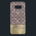 Elegant Metallic Gold & Purple Floral Lace Pattern Uncommon Samsung Galaxy S8 Plus Case<br><div class="desc">Elegant metallic gold floral damasks on dark purple background. Custom monogram.</div>