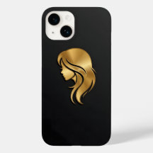 Elegant Metallic Gold Silhouette Profile Girl iPho