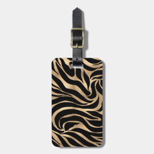Elegant Metallic Gold Zebra Black Animal Print Luggage Tag