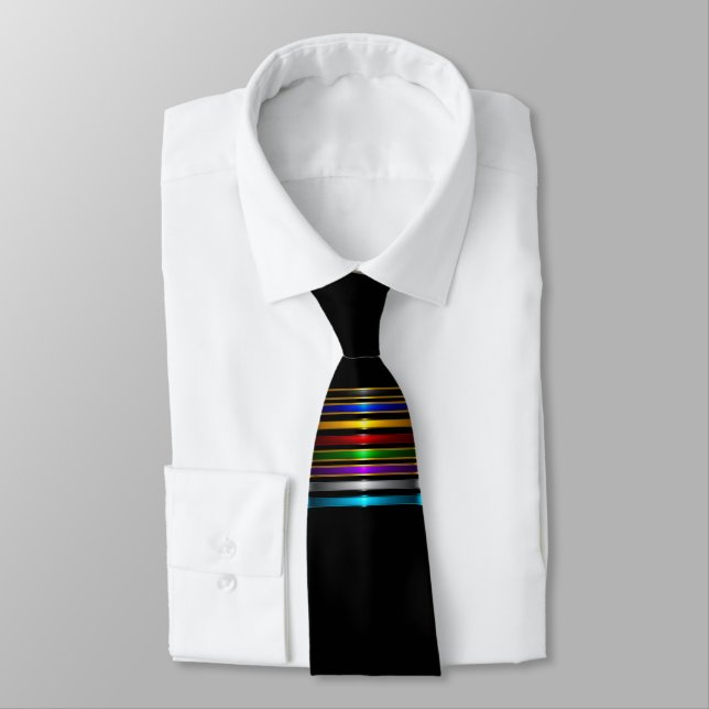 Elegant Metallic Gradient Stripes Design Tie (Tied)