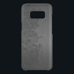 Elegant Metallic Grey & Black Paisley Lace Uncommon Samsung Galaxy S8 Case<br><div class="desc">Elegant grey metallic background brushed aluminum look black floral paisley lace. Customizable monogram. Several version on this design with different lace position.</div>