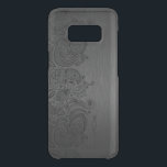Elegant Metallic Grey & Black Paisley Lace Uncommon Samsung Galaxy S8 Case<br><div class="desc">Elegant grey metallic background brushed aluminum look black floral paisley lace. Customizable monogram. Several version on this design with different lace position.</div>