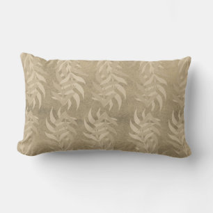Elegant Metallic Light Brown Leaf Pattern – Nature Lumbar Pillow