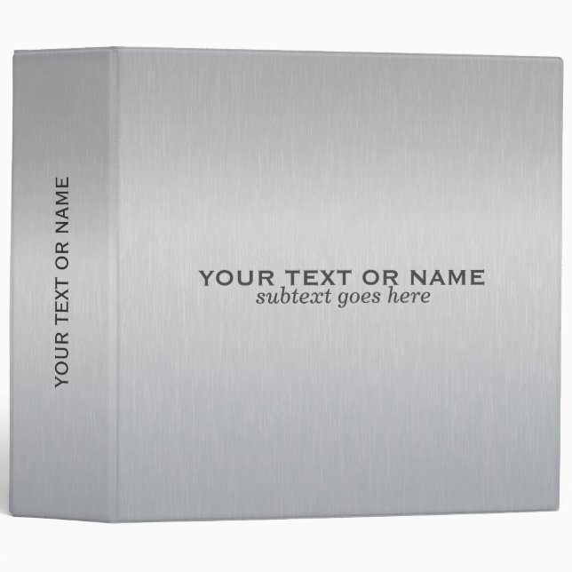 Elegant Metallic Light Grey Brushed Aluminum Look Binder (Front/Spine)