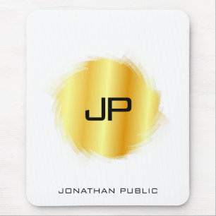 Elegant Metallic Look Faux Gold Modern Monogram Mouse Pad