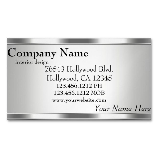 Elegant Metallic Look Silver on Silver Magnet (Front)