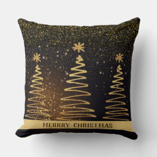Elegant metallic modern luxurious black and gold throw pillow