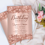 Elegant Metallic Rose Gold Glitter 30th Birthday Invitation<br><div class="desc">Modern elegant rose gold metallic and glitter 30th birthday invitations. This adult girly Feminine card design features stylish handwritten calligraphy script,  blush pink or rose gold faux brushed metallic background with glam glitter frame. Easy to personalize,  perfect for any age.</div>