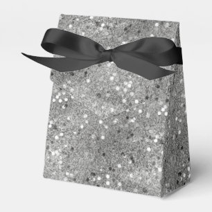 Elegant Metallic Silver Confetti Favor Box