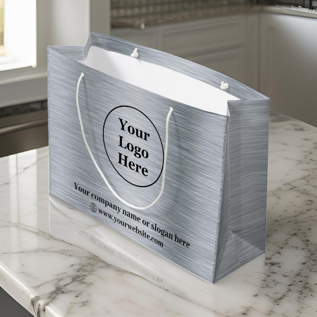 Elegant metallic silver large gift bag (Creator Uploaded)