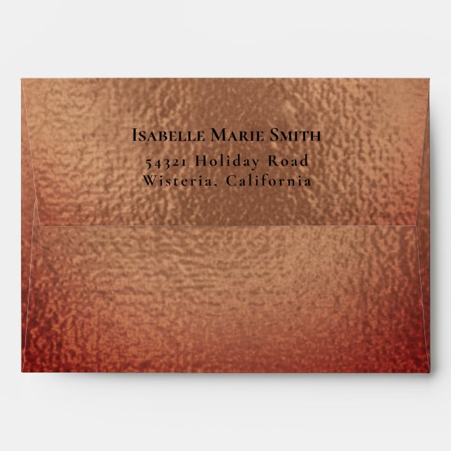 Elegant Metallic Tempered Burgundy Brown Wedding Envelope (Back (Top Flap))