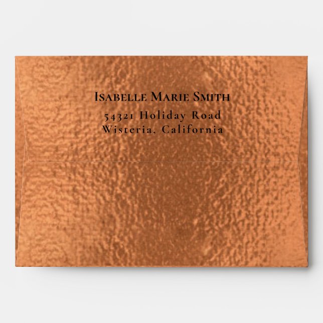 Elegant Metallic Tempered Copper Pattern Wedding Envelope (Back (Top Flap))