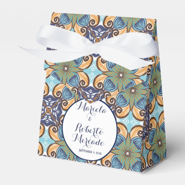 Elegant Mexican Floral Talavera Wedding  Favor Box (Front Side)