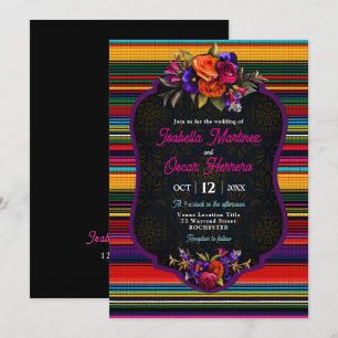 Elegant Mexican flowers wedding invitation