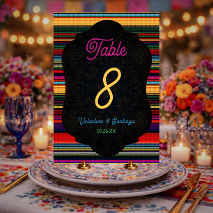 Elegant Mexican flowers wedding Table Number